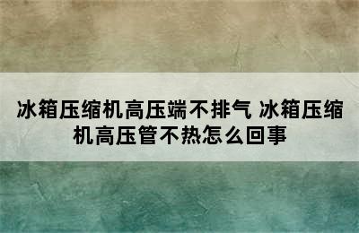 冰箱压缩机高压端不排气 冰箱压缩机高压管不热怎么回事